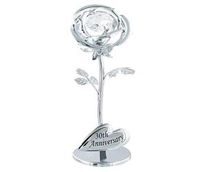Haysom Interiors Modern 30th Anniversary Silver Plated Flower with Clear Swarovski Crystal Bead by Happy Homewares