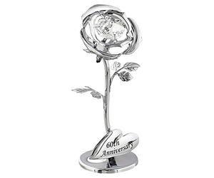 Haysom Interiors Modern 60th Anniversary Silver Plated Flower with Swarovski Crystal Glass Bud by Happy Homewares