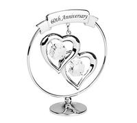 Haysom Interiors Modern 60th Anniversary Silver Plated Metal Keepsake Gift Ornament with Clear Austrian Crystal Glass