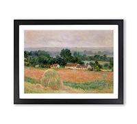 Haystack At Giverny By Claude Monet Classic Painting Framed Wall Art Print, Ready to Hang Picture for Living Room Bedroom Home Office Décor, Black A4 (34 x 25 cm)