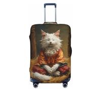 Haystack Meditating Cat Travel Luggage Covers - Elasticity Suitcase Covers Protector for Luggage 18-32 Inch