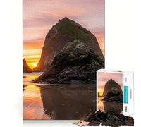 Haystack Rock at Sunset Jigsaw Puzzles for Teenagers 1000 Brain Think Precise Cut Real Challenge Art Piece (50x75cm)