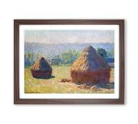 Haystacks Vol.1 By Claude Monet Classic Painting Framed Print | A2 Walnut Framed Wall Art | Ready to Hang | Classic Historical Picture | Living Room Bedroom Lounge Office