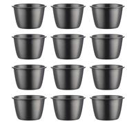 Hayuhone 12PCS Ramekin Sauce Dipping Bowl 304 Stainless Steel Mini Sauce Cups Pudding Condiment Cups for Home Party (Black 70ml)