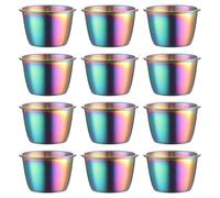 Hayuhone 12PCS Ramekin Sauce Dipping Bowl 304 Stainless Steel Mini Sauce Cups Pudding Condiment Cups for Home Party (Colorful 70ml)