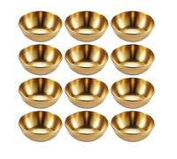 Hayuhone Sauce Dishes 12PCS 9cm Stainless Steel Sauce Bowl Mini Individual Round Seasoning Dishes Sushi Dipping Bowl Appetizer Plates (Gold)