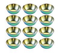 Hayuhone Sauce Dishes 12PCS 9cm Stainless Steel Sauce Bowl Mini Individual Round Seasoning Dishes Sushi Dipping Bowl Appetizer Plates (Rainbow)