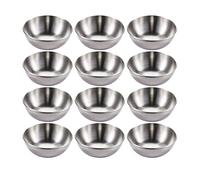 Hayuhone Sauce Dishes 12PCS 9cm Stainless Steel Sauce Bowl Mini Individual Round Seasoning Dishes Sushi Dipping Bowl Appetizer Plates (Silver)