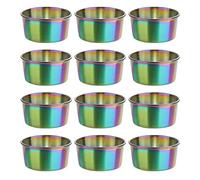 Hayuhone Small Sauce Cups, 12 Pack 80ml/2.8oz Stainless Steel Ramekin Dipping Sauce Cup, Rainbow Commercial Grade Individual Round Condiment Cups