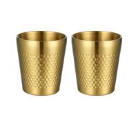 Hayuhone Stainless Steel Insulated Cup, 10 oz/300ml Stackable Beer Tumbler Set of 2, Small Gold Metal Cup Double Wall Vacuum Insulated Drinking Cups Glasses for Home Restaurant Office Camping Party
