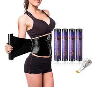 Hayunfiys 60 Meters Black Osmotic Plastic Body Wrap, Workout & Sweat Enhancer Stomach Body Applicator DIY Sauna Wrap, 4 Rolls, One size