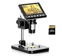 Hayve 4.3'' IPS Coin Microscope, 1000X Magnification Digital Microscope for Adults，Coin Collection Supplies with 8 Adjustable LEDs，Windows Compatible，32GB TF Card