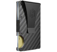 Hayvenhurst Slim Minimalist Front Pocket RFID Blocking Metal Wallets for Men with Money Clip, Carbon Fiber, S, Minimalist