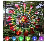 HAZARA 83in Garden Wind Spinners Garden Decor Wind Spinners Solar Powered Glass Ball with Kinetic Yard Windmills