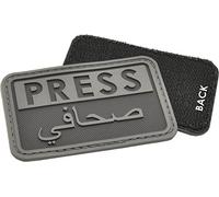 Hazard 4 Press/Arabic Rubber 3D Velcro On Patch, Black/Grey