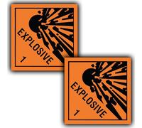 Hazard Chemical Label - Danger Explosive Substance - Vinyl Sticker Label - 2 Pack 100mm x 100mm
