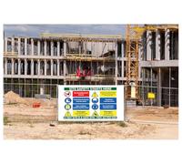 Hazard Site Safety Warning Sign - Notice Board, 3 MM Aluminium, Outdoor Use, Building Construction Sites, Health and Safety Regulations (Multicolour, 800MM X 600MM)