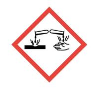 Hazard Sticker I Weatherproof Film with UV Protective Laminate I Hazardous Substance Symbol with GHS05 Corrosive Name I 20 x 20 cm I GHS Marking I Warning I Note I hin695