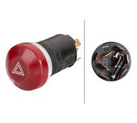 HELLA 6HF 003 916-031 Hazard Light Switch - Push control - 12V - Fitting - Halogen - Switch Lighting: Red - with bulb