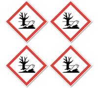 Hazardous to the Environment - UN/GHS Hazard Pictogram - Stickers: 10 cm, Pack of 4