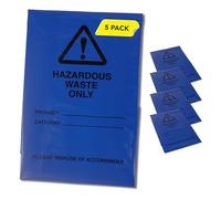 Hazardous Waste Bags - Blue - Pollution Control, Dangerous Waste Disposal, Clear and Easy to Identify, Hard Wearing, Domestic & Commercial Use, High Strength, Quality Sack (5)