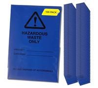 Hazardous Waste Bags - Blue - Pollution Control, Dangerous Waste Disposal, Clear and Easy to Identify, Hard Wearing, Domestic & Commercial Use, High Strength, Quality Sack (100)