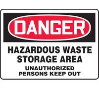 Hazardous Waste Storage Area - Unauthorized Persons Keep Out OSHA Danger Sign, Aluminum 7" x 10", Made in USA - AccuformNMC, MCHG100VA
