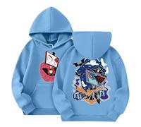 Hazbin Hotel Alastor Hoodie Costume Boys Girls Long Sleeve With Pockets Hoodies Anime Cosplay Sweatshirt Cartoon Casual Hooded Sweater Pullover for Kids 02-Blue 140