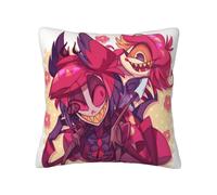 Hazbin Hotel Anime Pillow Case Charlie Morningstar Vaggie Printed Pillowcase Square Plush Furry Home Sofa Bed Cushion Covers (18 x 18 inches)