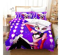 Hazbin Hotel Bedding Sets with Pillowcases Charlie Morningstar Angel Dust 3D Anime Bed Linen, Bedding Double Duvet Cover Set for Bedroom Dormitory