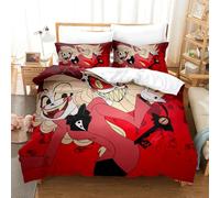 Hazbin Hotel Bedding Sets with Pillowcases Charlie Morningstar Angel Dust 3D Anime Bed Linen, Bedding Double Duvet Cover Set for Bedroom Dormitory