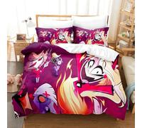 Hazbin Hotel Bedding Sets with Pillowcases Charlie Morningstar Angel Dust 3D Anime Bed Linen, Bedding Double Duvet Cover Set for Bedroom Dormitory