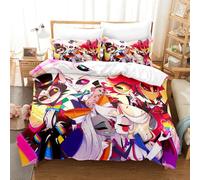 Hazbin Hotel Bedding Sets with Pillowcases Charlie Morningstar Angel Dust 3D Anime Bed Linen, Bedding Double Duvet Cover Set for Bedroom Dormitory