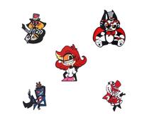 Hazbin Hotel Brooch Set 5pcs Cartoon Brooch Pin Jewelry Accessory for Women Alloy Anime Lapel Brooch, S, Metal, no gemstone