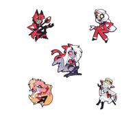 Hazbin Hotel Brooch Set 5pcs Cartoon Brooch Pin Jewelry Accessory for Women Alloy Anime Lapel Brooch, S, Metal, no gemstone