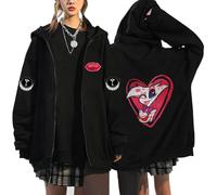 Hazbin Hotel Collection - Charlie Morningstar & Vaggie Graphic Hoodie, Premium Cotton Blend for Urban Streetwear Essentials (Black 9,L)