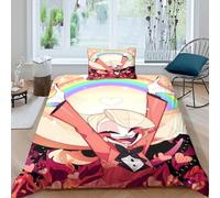 Hazbin Hotel Full Size Vaggie Angel Dust Alastor Duvet Cover Set for Teens Boys Girls 2Pcs Ultra Soft Bedding with Zipper Closure Comforter Set Breathable Quilt Set for All Ages Single(135x200cm)
