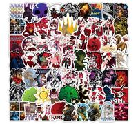 Hazbin Hotel & Helluva Boss Stickers, Anime Vinyl Waterproof Graffiti Stickers, Black and White Cartoon, 100 Pieces, Glossy, Reusable, Ideal for Smooth Surfaces