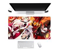 Hazbin Hotel Large Mouse Mat 80x30cm Gaming Mouse Pad, Anime Character Angel Dust and Alastor Printed Extended Mousepad Non-Slip Rubber Base, Desk Mat for Keyboard and Mouse