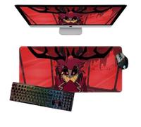 Hazbin Hotel Large Mouse Mat 80x30cm Gaming Mouse Pad, Anime Character Angel Dust and Alastor Printed Extended Mousepad Non-Slip Rubber Base, Desk Mat for Keyboard and Mouse