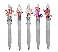 Hazbin Hotel Merch Pens 5pcs Anime Hazbin Hotel Pen Stationery Pen Push Action Unisex Pens Black 0.5MM Student School Supplies for Boys Girls