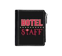 (Hazbin Hotel Staff_95) PU Wallet Compact Bifold with Zipper & Multiple Card Coins Slots Black Stylish Durable Graphic Design Print for Men Women Kids Christmas Gift