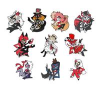 Hazbins Alastor Hotel Figure Badge 10 Pcs, Vaggie Hust Angel Dust Brooch, Cartoon Metal Badge, Angel Dust Cosplay Backpack Decorations