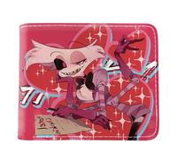Hazbins Alastor Hotel PU Leather Wallet | Stylish Bifold Card Holder Small Purse with Zipper Coin Pocket | Multicard Wallets Coin Purse for Cash, Coin, Card, Bill (Pink-1)