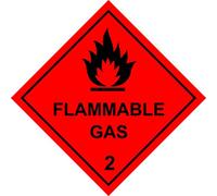Hazchem Diamond Self-Adhesive Warning Sign/Sticker. 100mm by 100mm Screen Printed Safety Label. ISO Compliant With UK 2009 HSE Regulations (1, Flammable Gas)