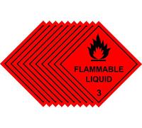 Hazchem Diamond Self-Adhesive Warning Sign/Sticker. 100mm by 100mm Screen Printed Safety Label. ISO Compliant With UK 2009 HSE Regulations (10, Flammable Liquid)