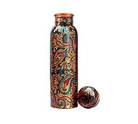 HAZDEAL Copper Water Bottle 1 Liter - Leakproof Ayurvedic Tamba Bottle for Drinking Water, BPA-Free Copper Vessel for Health Benefits, Joint-Free Durable | |Home| Office (Printed1)