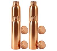 HAZDEAL Copper Water Bottle 1 Liter - Leakproof Ayurvedic Tamba Bottle for Drinking Water, BPA-Free Copper Vessel for Health Benefits, Durable Bottle for Home, Office & Gym (Plain, 4, Count)