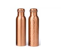 HAZDEAL Copper Water Bottle 34 Oz - Leakproof Ayurvedic Tamba Bottle for Drinking Water, BPA-Free Copper Vessel for Health Benefits, Joint-Free Durable Bottle for Home, Office (Hammered and Plain)