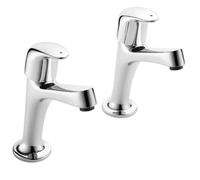 Haze High Neck Kitchen Tap Pair Chrome | Durable Brass Construction | Hot & Cold Pillar Sink Taps | Easy to Fit